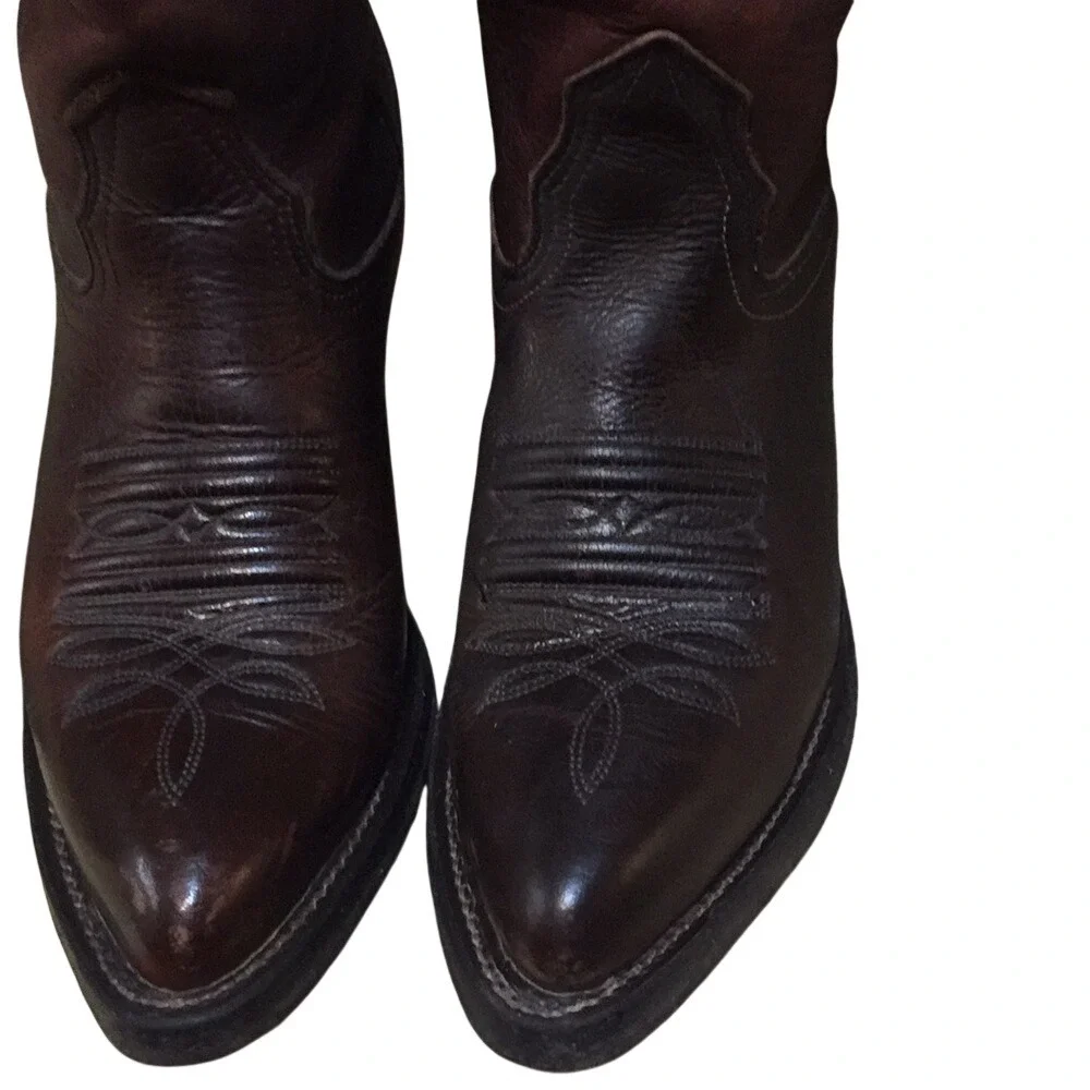 Nocona Boots Brown Leather Western Cowboy Boots‎ USA Made Size 4